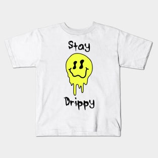 'Stay Drippy' Yellow smiley face Kids T-Shirt